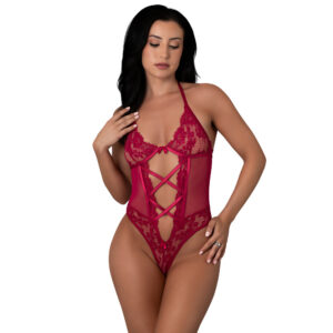 Alternative view of Magic Silk Black Cherry Halter Teddy Cherry S/M