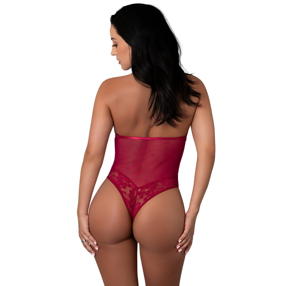 Magic Silk Black Cherry Halter Teddy Cherry S/M - Image 4
