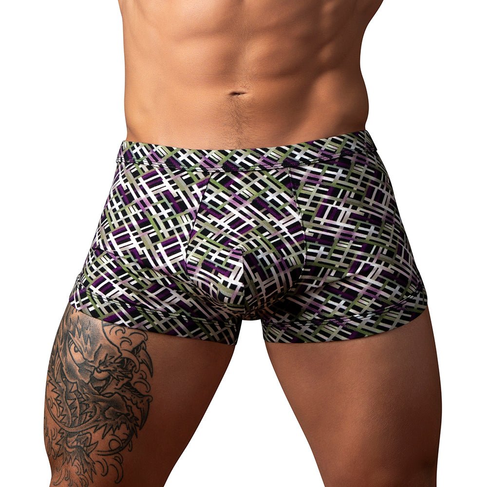 Male Power Gridlock''d Short with Strap Print S