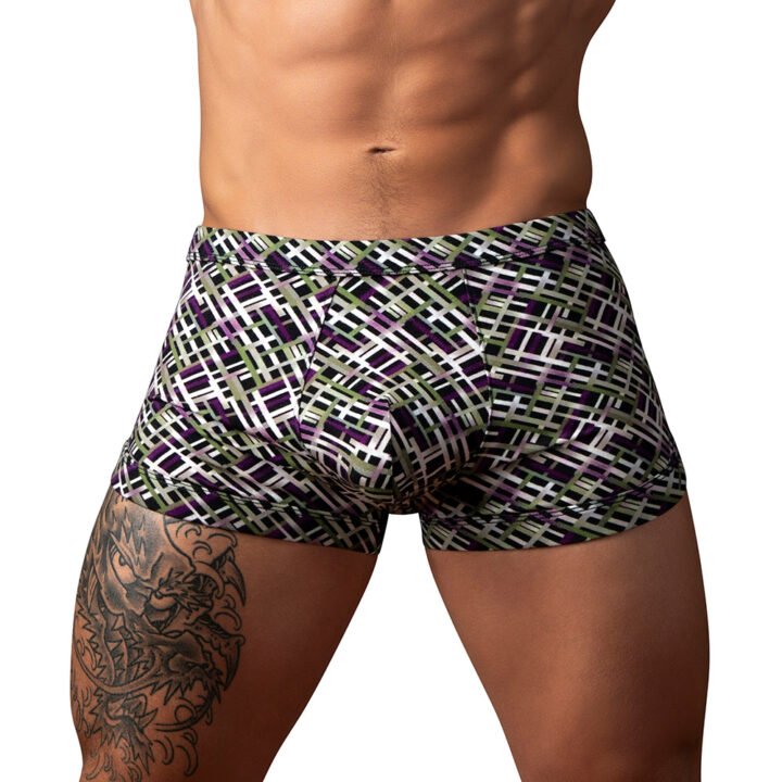 Male Power Gridlock''d Short with Strap Print L