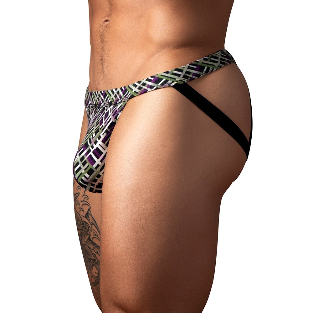 Male Power Gridlock''d Jock with Strap Print S/M