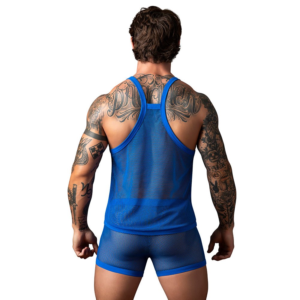 Male Power Fishnet 2.0 Tank Top Royal L/XL - Image 2