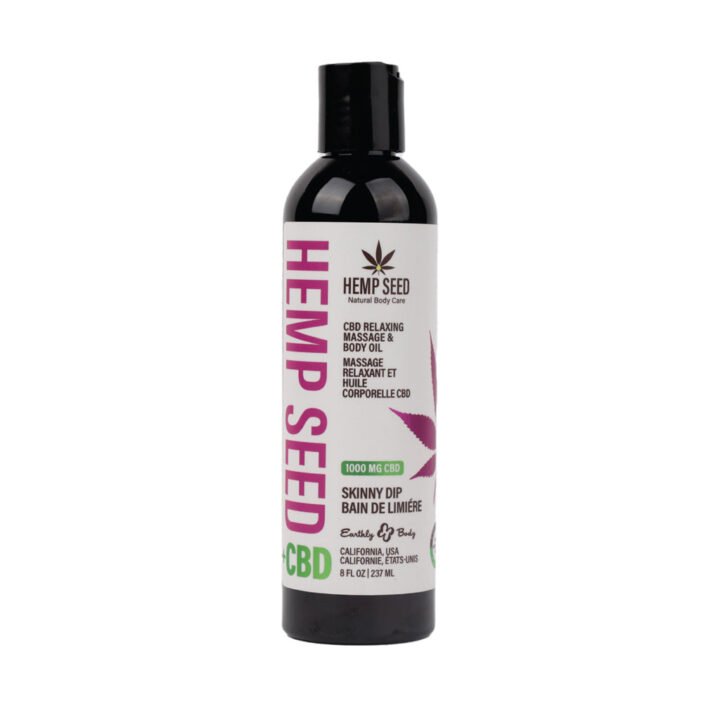Earthly Body Hemp Seed CBD Relaxing Massage and Body Oil Skinny Dip 8 oz.