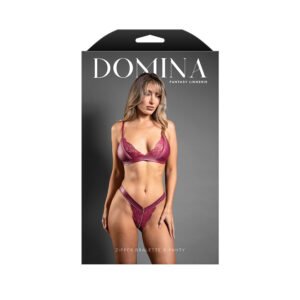 Fantasy Lingerie Domina Bralette & Panty with Zipper Details Berry S/M