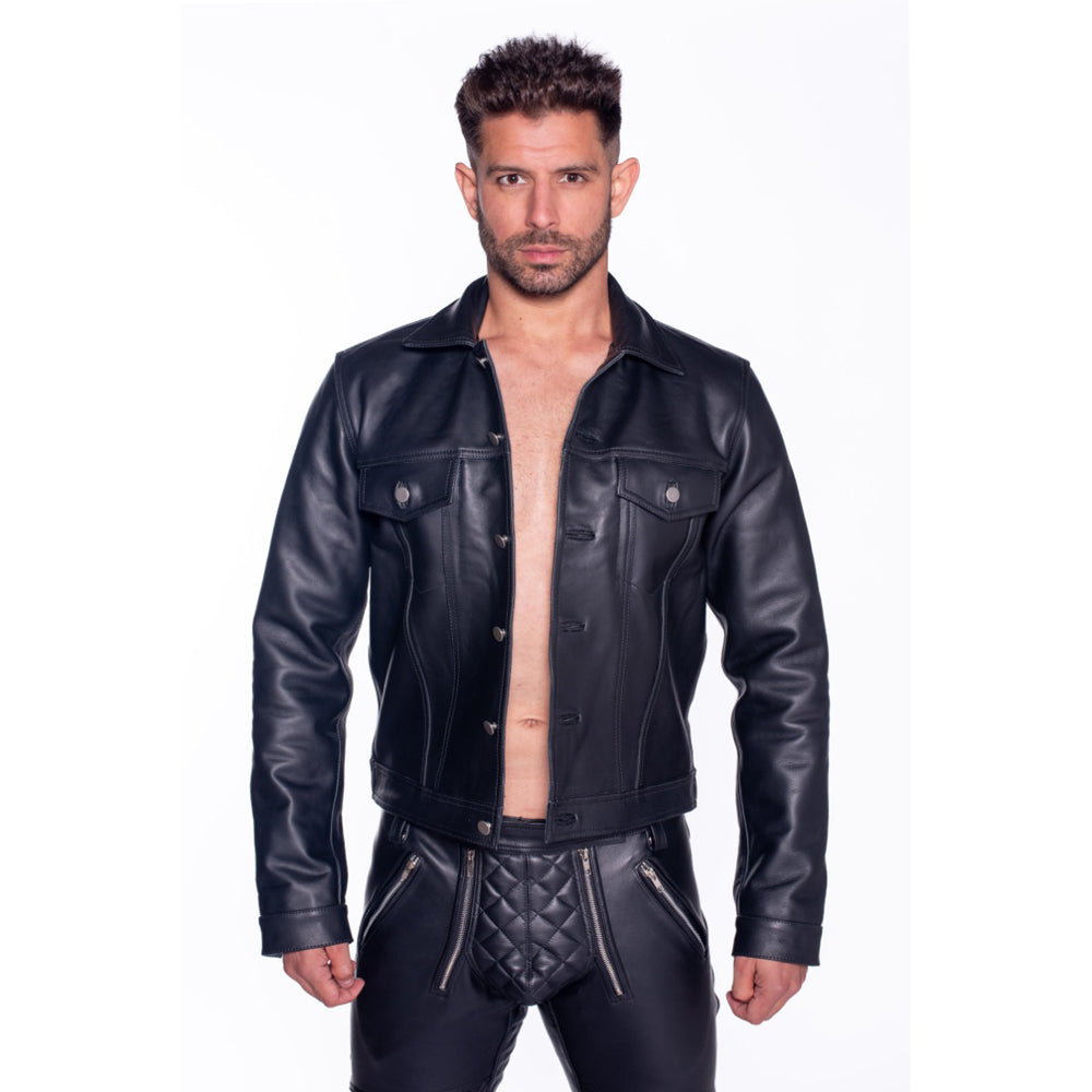 Prowler RED Leather Trucker Jacket L - Image 4