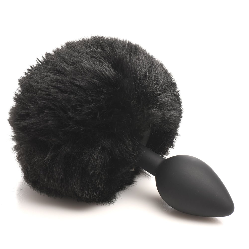 Tailz Fluffy Bunny Tail Silicone Plug Black - Image 2