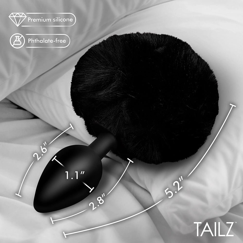 Tailz Fluffy Bunny Tail Silicone Plug Black - Image 5