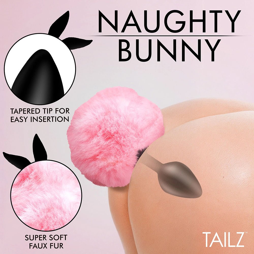 Tailz Fluffy Bunny Tail Silicone Plug Pink - Image 4