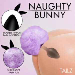 Tailz Fluffy Bunny Tail Silicone Plug Purple - Image 4