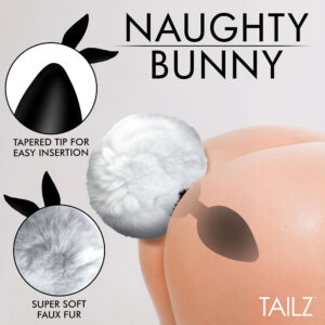 Tailz Fluffy Bunny Tail Silicone Plug White - Image 4