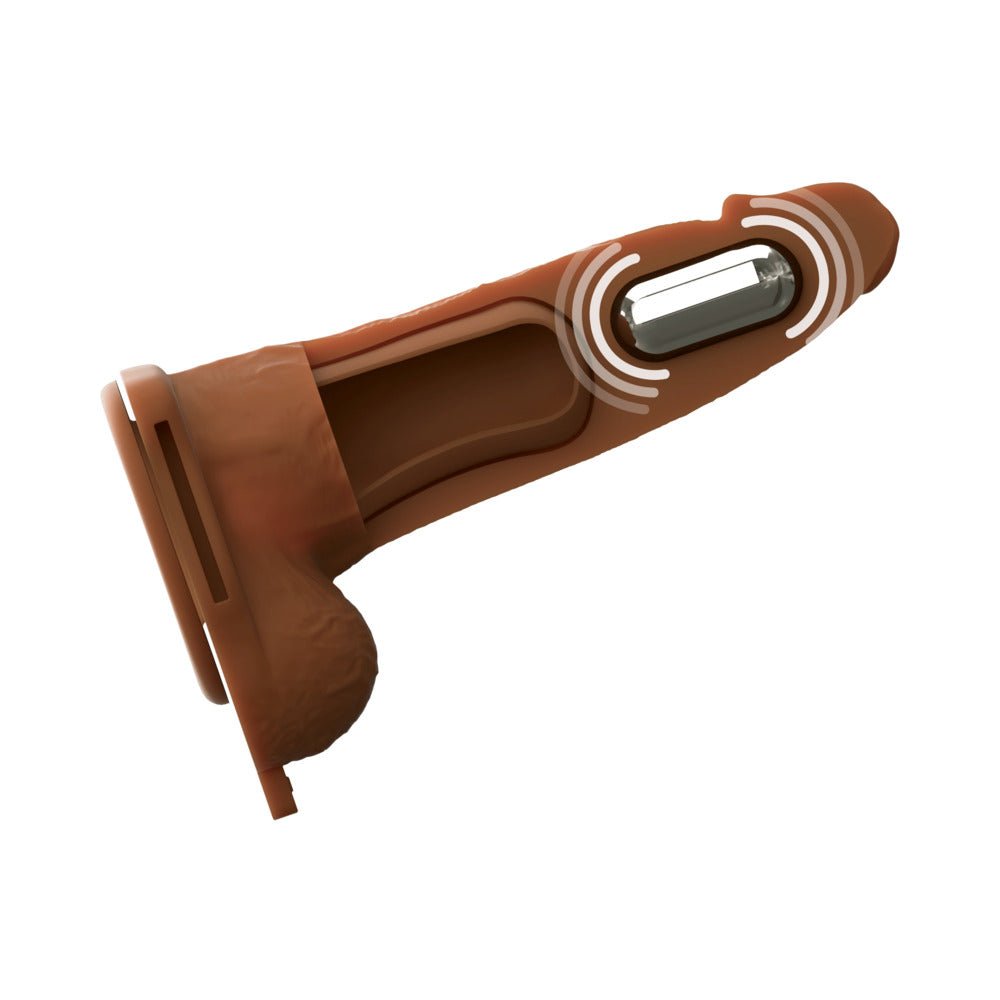 Fantasy X-Tensions Elite Vibrating Hollow Silicone Strap-On 6 in. Brown - Image 2