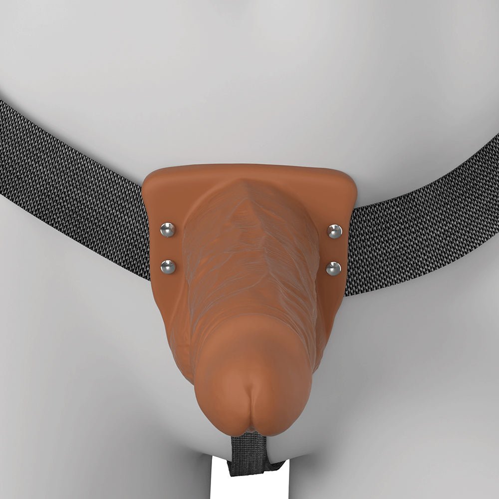 Fantasy X-Tensions Elite Vibrating Hollow Silicone Strap-On 6 in. Brown - Image 9