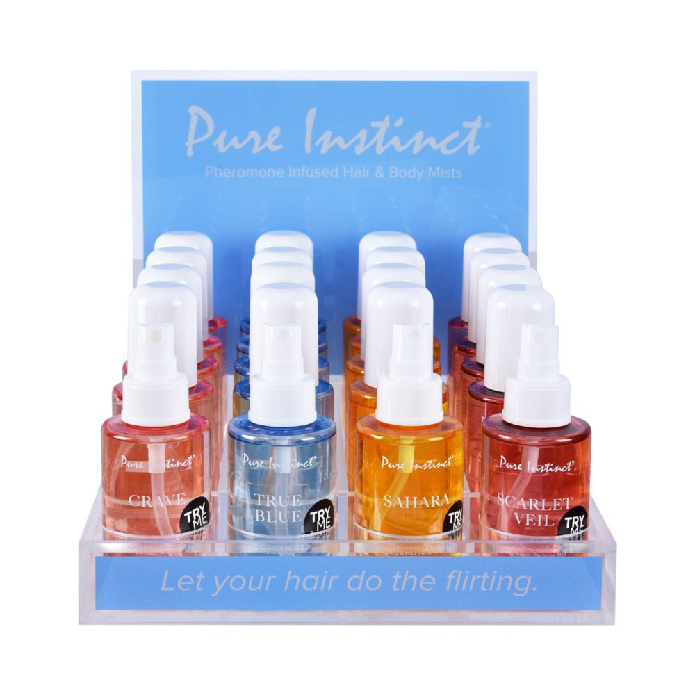 Pure Instinct Pheromone Hair & Body Mist 21-Piece Acrylic Display Bundle with Testers - Image 2