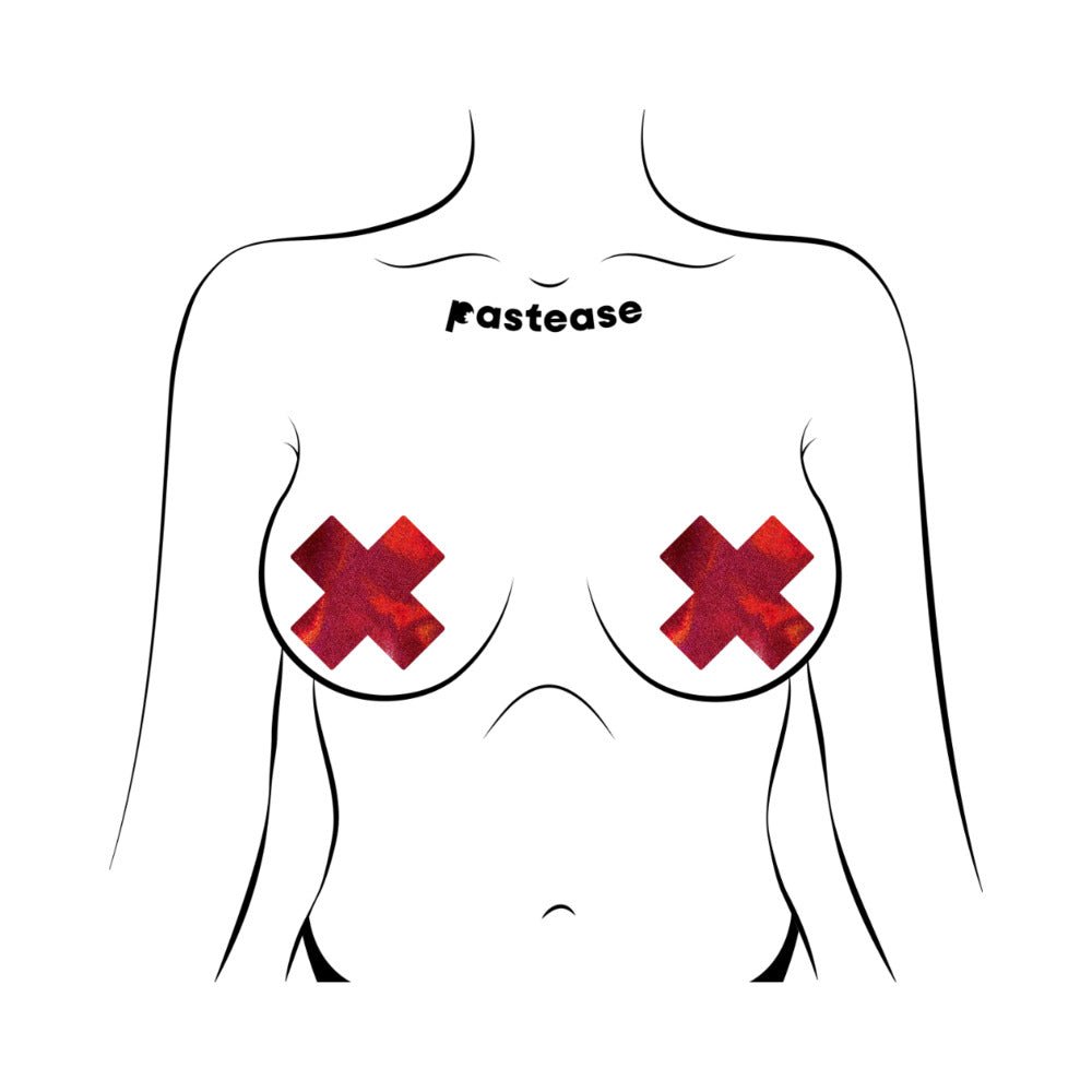 Pastease Everyday Reusable Liquid Red Cross Nipple Pasties - Image 2