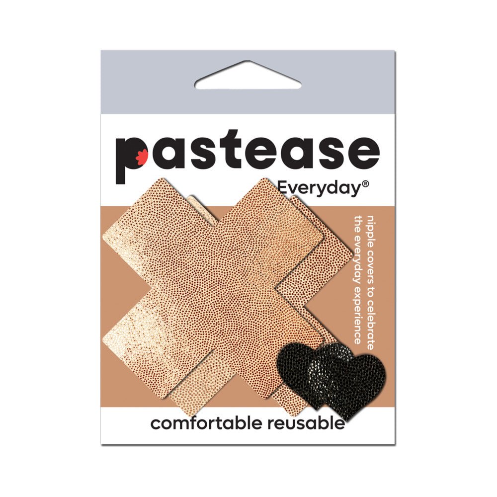 Pastease Everyday Reusable Pasties Rose Gold Vegan Luxury Suede Cross Nipple Covers - Image 4