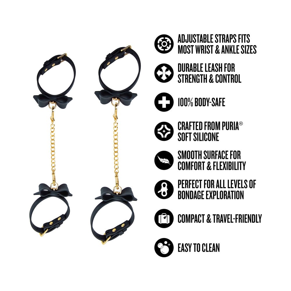 Temptasia Ardor Wrist & Ankle Restraints Black with Bow - Image 7
