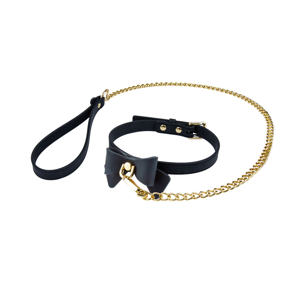Temptasia Ardor Collar & Leash Black with Bow - Image 4
