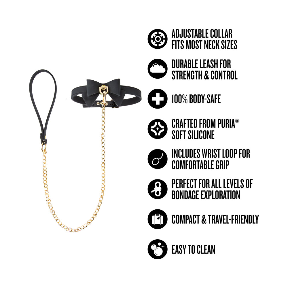 Temptasia Ardor Collar & Leash Black with Bow - Image 7
