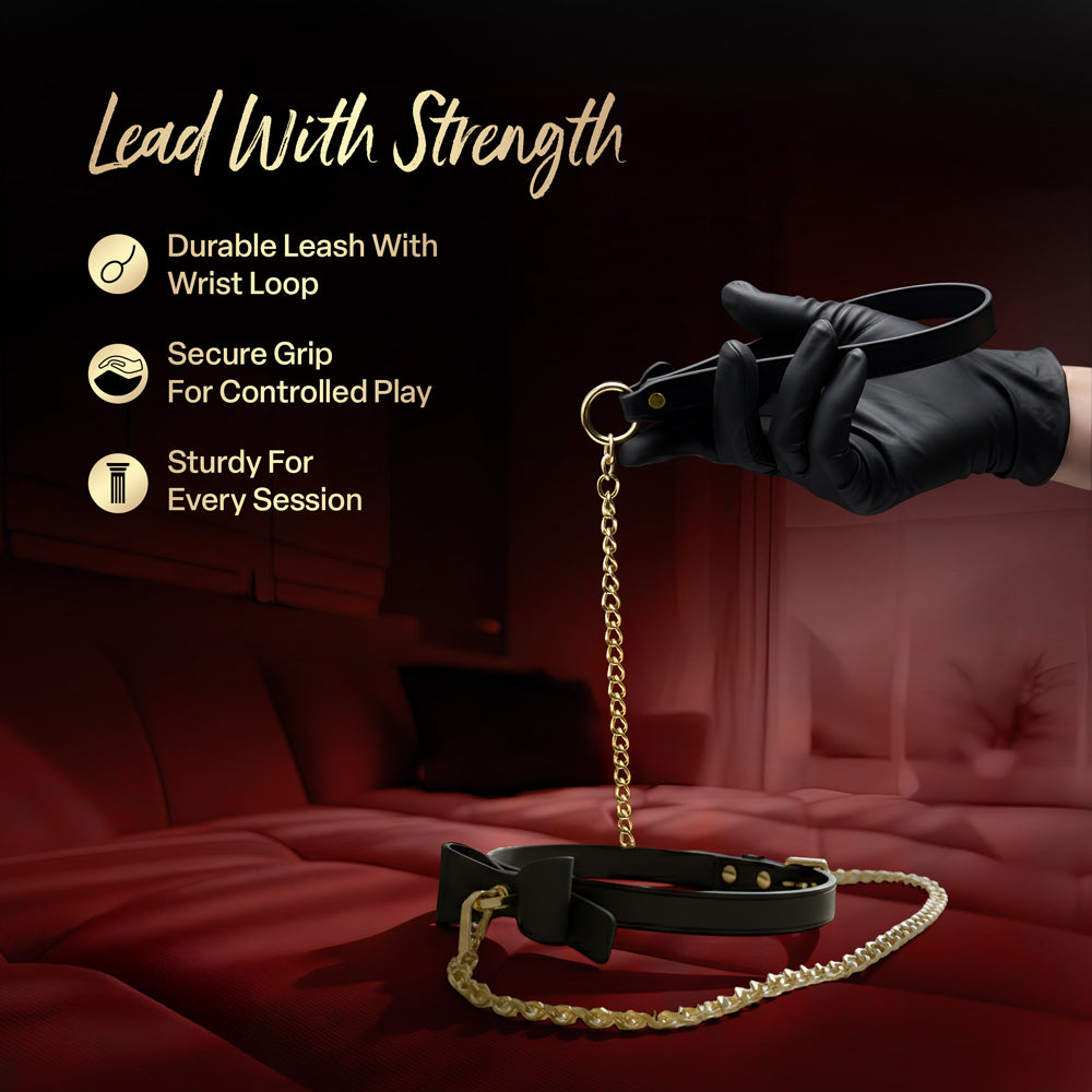 Temptasia Ardor Collar & Leash Black with Bow - Image 10