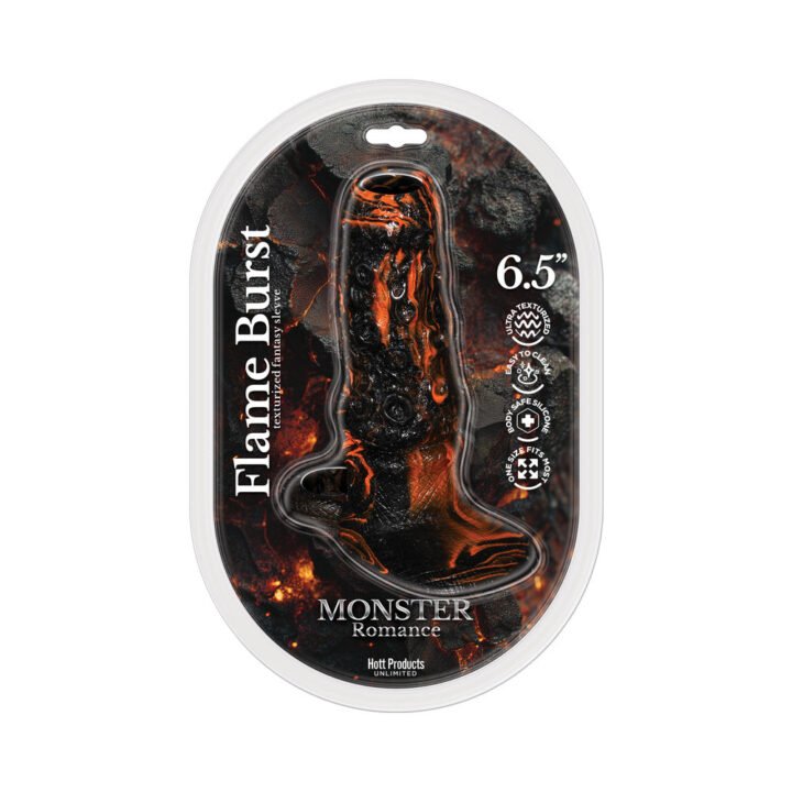 Monster Romance Flame Burst Textured Penis Sleeve with Scrotum Strap