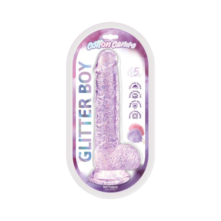 Cotton Candy Glitter Boy Jelly Glitter Dildo 6.5 in. Pink