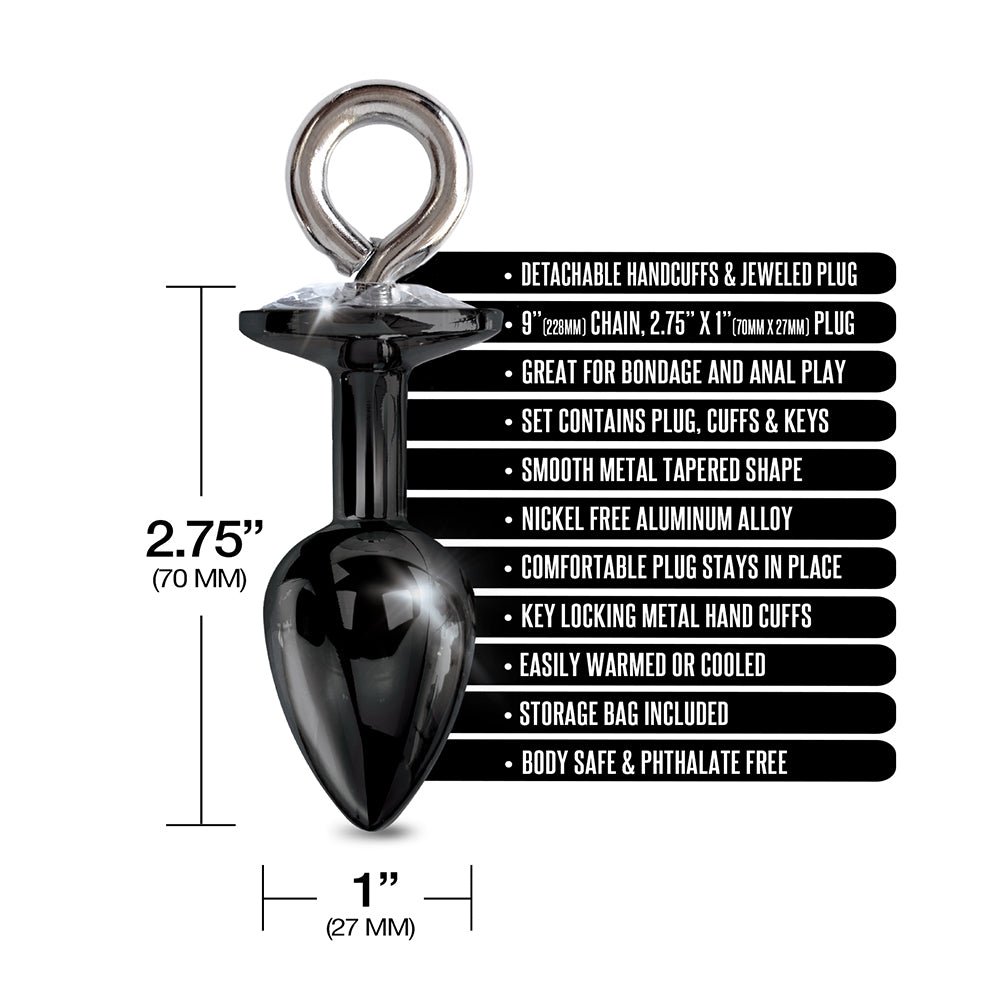 NIXIE Metal Butt Plug & Furry Handcuff Set Medium Black - Image 5