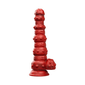 Alternative view of Tentra Rengol Studded Demon Thrusting Dildo Red