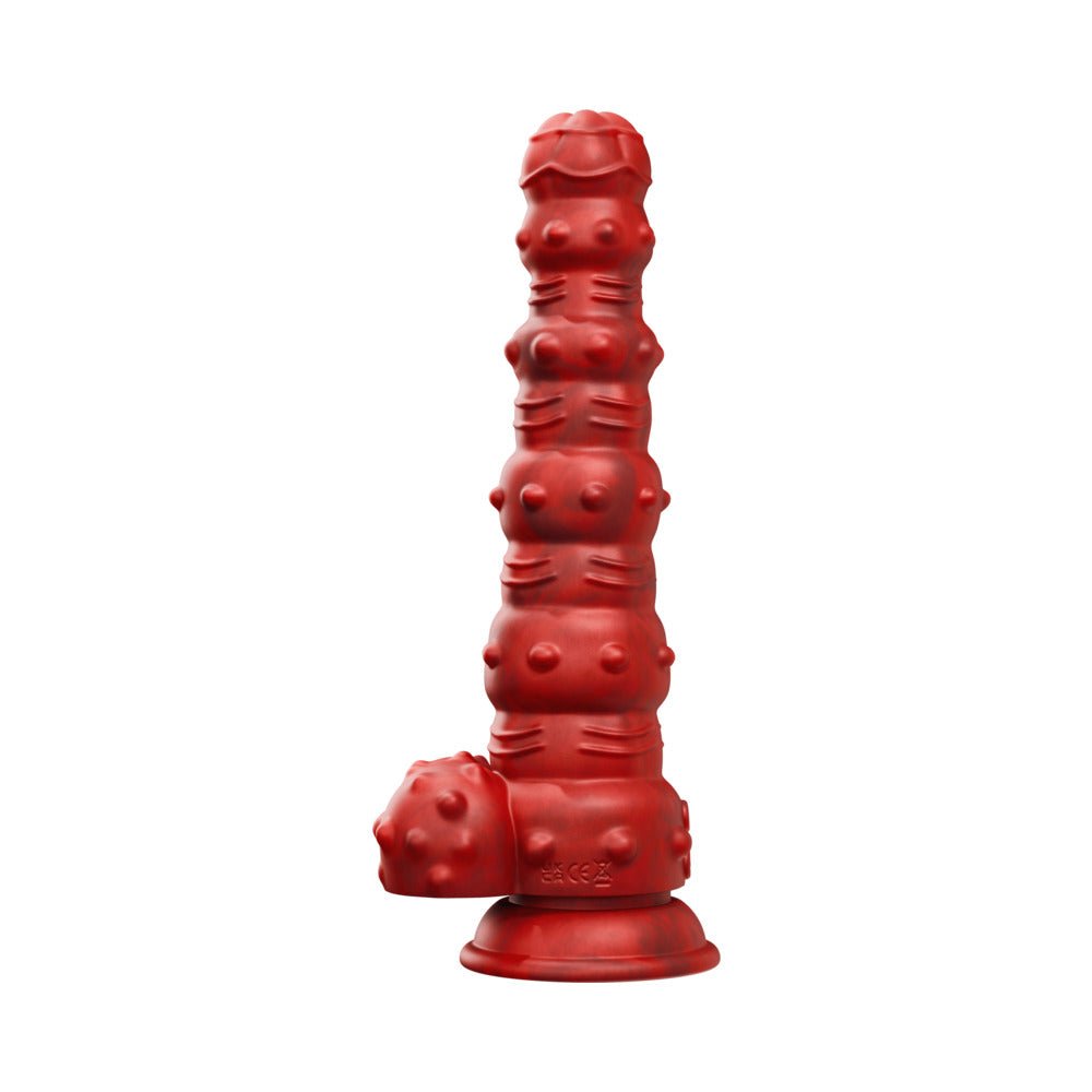 Tentra Rengol Studded Demon Thrusting Dildo Red - Image 4