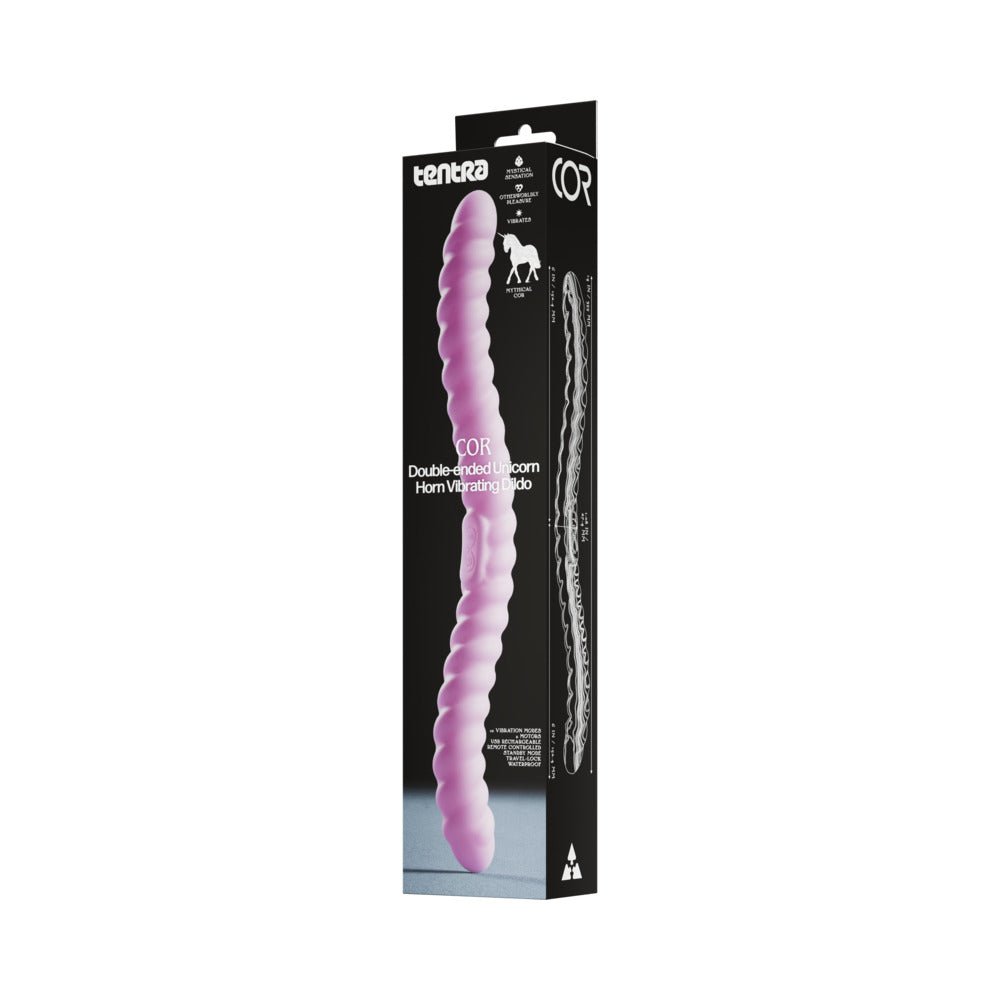 Tentra Cor Unicorn Horn Double-Ended Vibrating Dildo Pink - Image 8