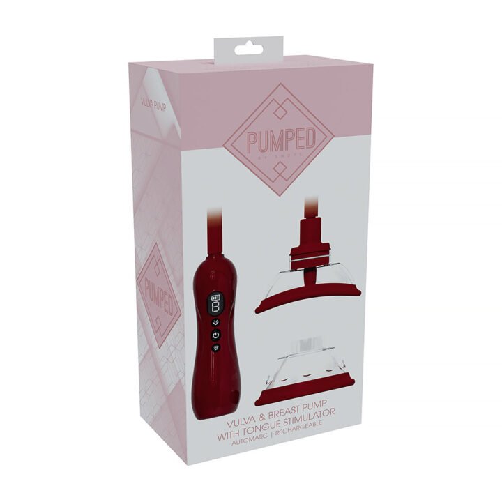 PUMPED Automatic Rechargeable Vulva & Breast Pump with Tongue Stimulator Red