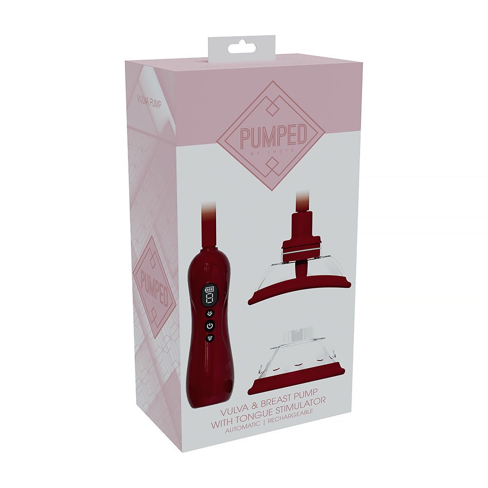 PUMPED Automatic Rechargeable Vulva & Breast Pump with Tongue Stimulator Red