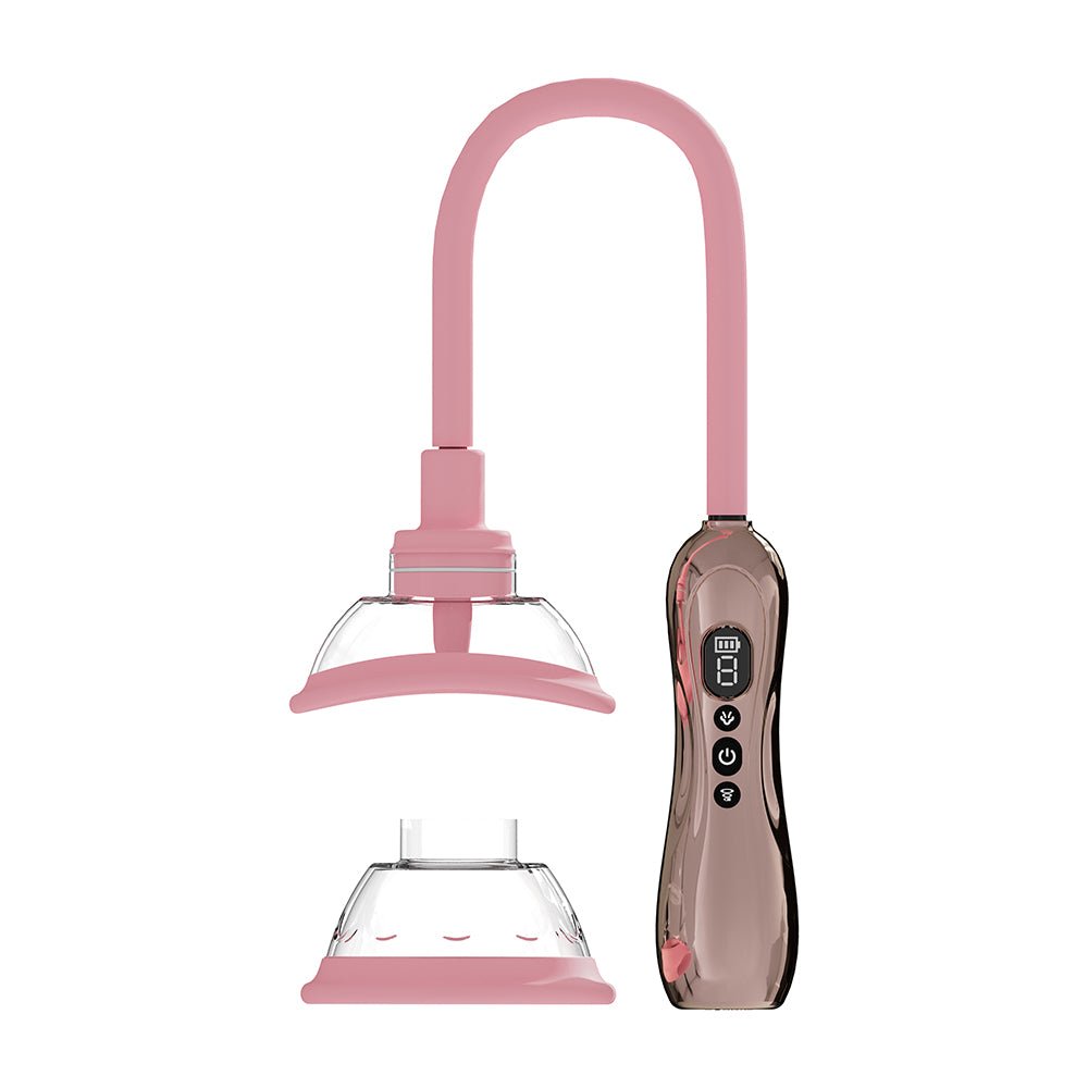 PUMPED Automatic Rechargeable Vulva & Breast Pump with Tongue Stimulator Rose Gold - Image 2