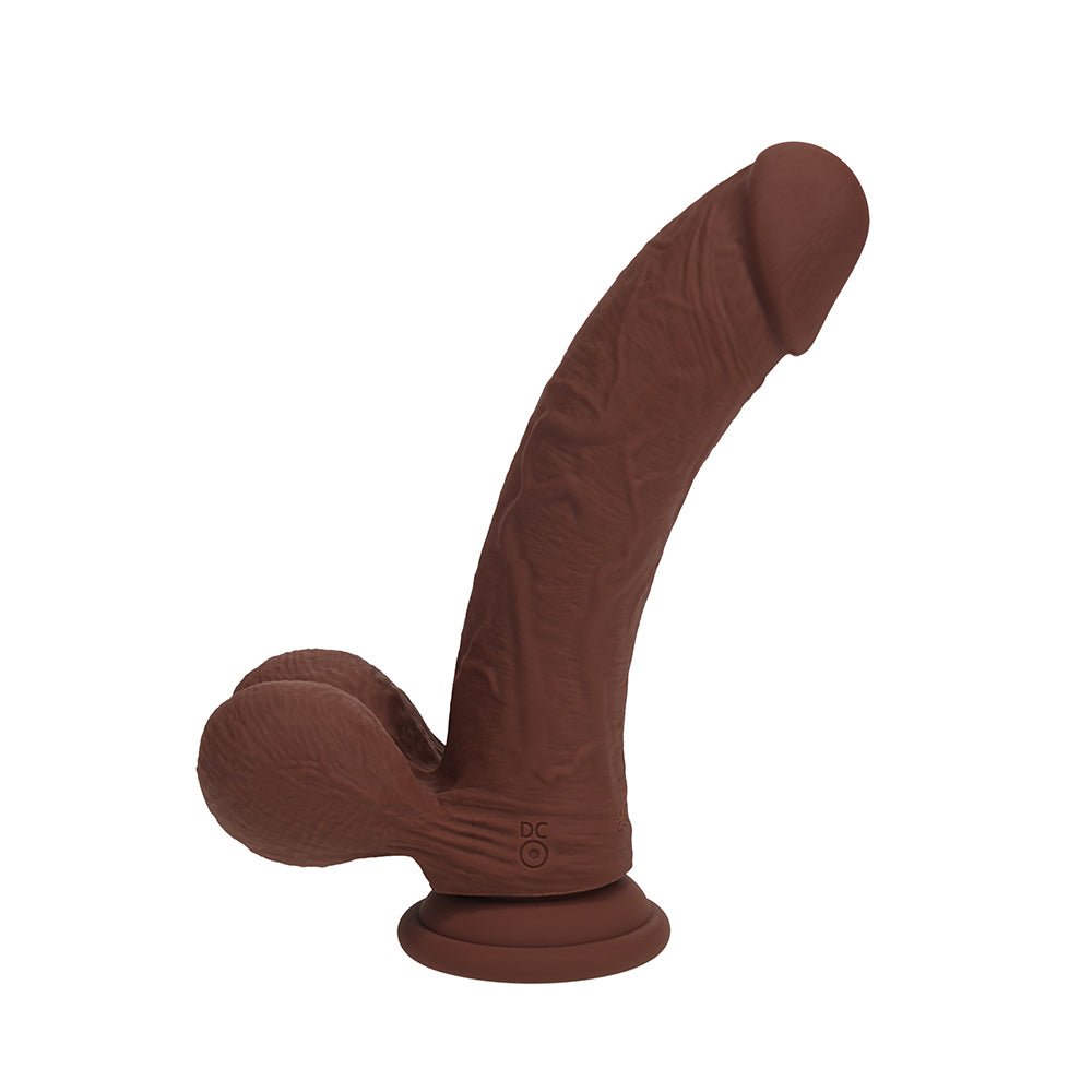 Realrock Realistic Dual Density Vibrating Silicone Dildo with Weighted Balls 6 in. Brown - Image 2