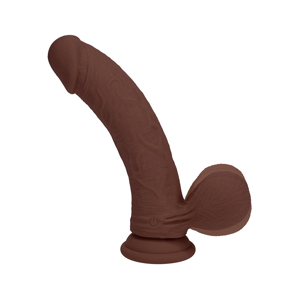 Realrock Realistic Dual Density Vibrating Silicone Dildo with Weighted Balls 6 in. Brown - Image 4
