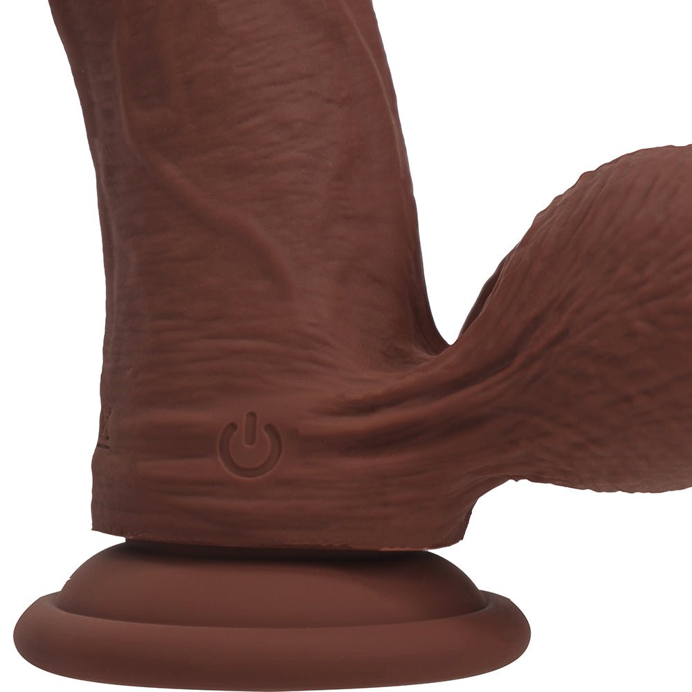Realrock Realistic Dual Density Vibrating Silicone Dildo with Weighted Balls 6 in. Brown - Image 8