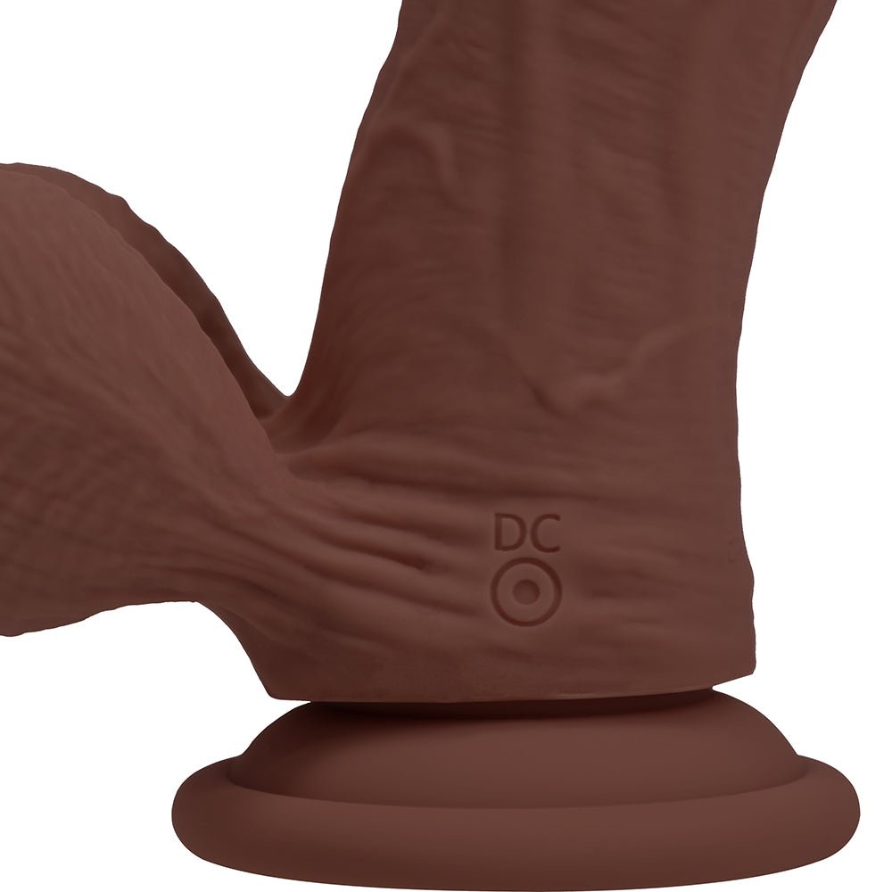Realrock Realistic Dual Density Vibrating Silicone Dildo with Weighted Balls 6 in. Brown - Image 9
