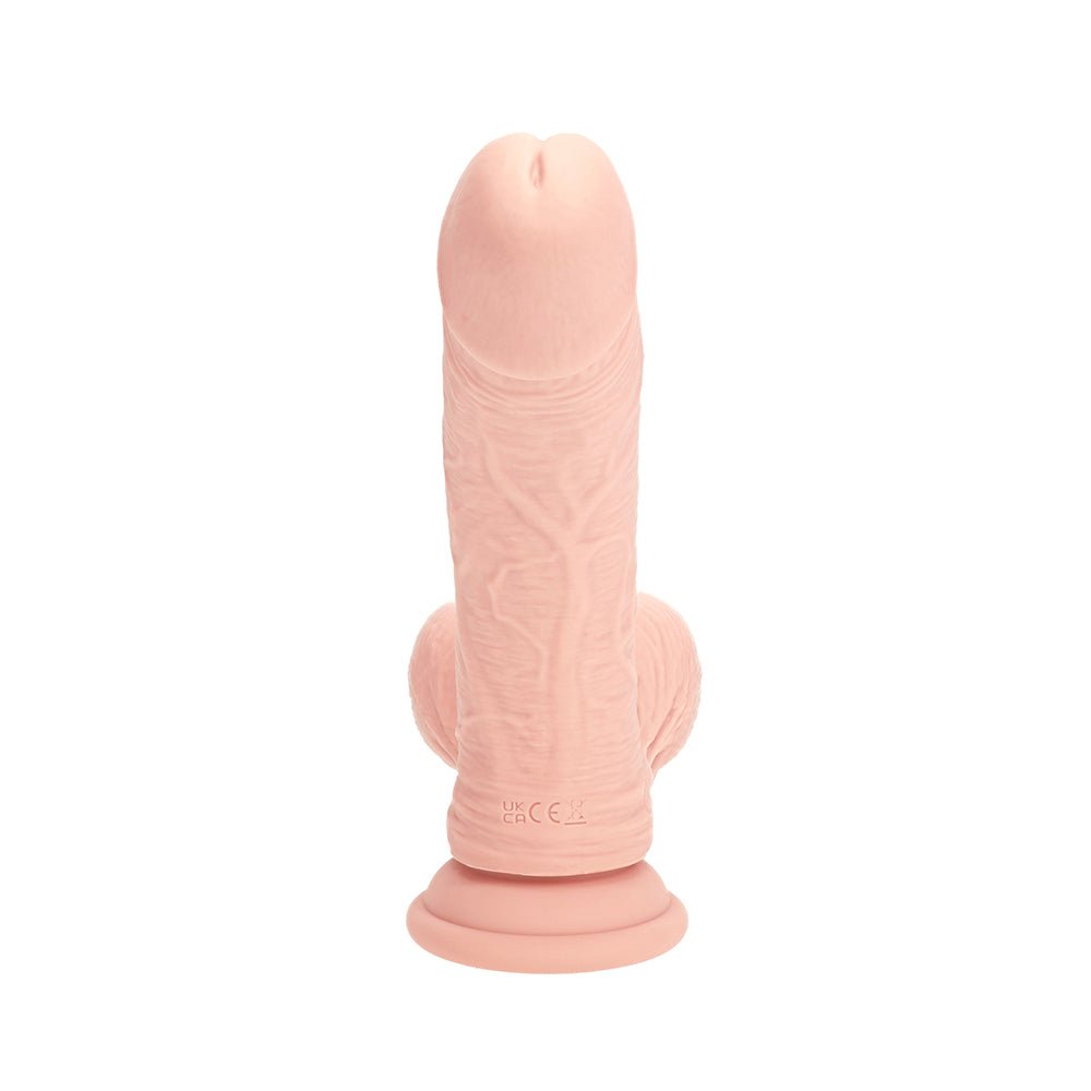 Realrock Realistic Dual Density Vibrating Silicone Dildo with Weighted Balls 6 in. Beige - Image 7