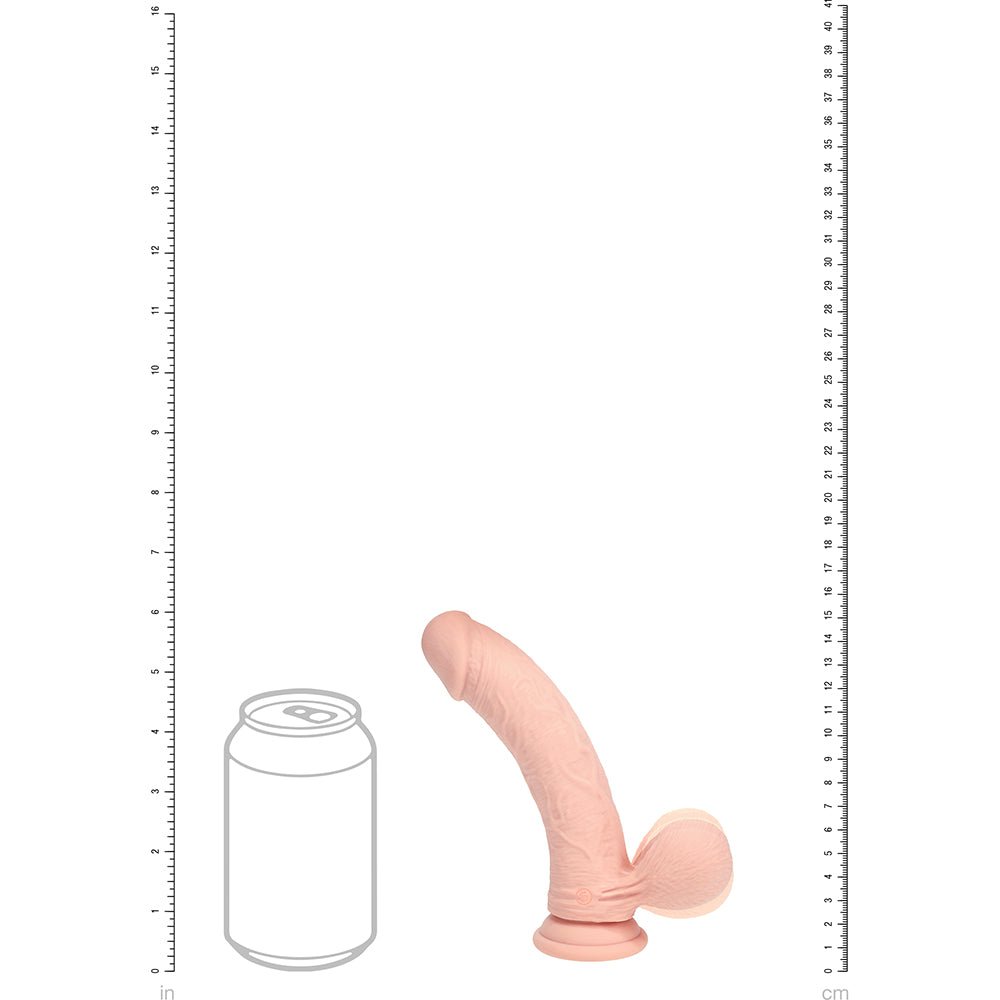 Realrock Realistic Dual Density Vibrating Silicone Dildo with Weighted Balls 6 in. Beige - Image 10