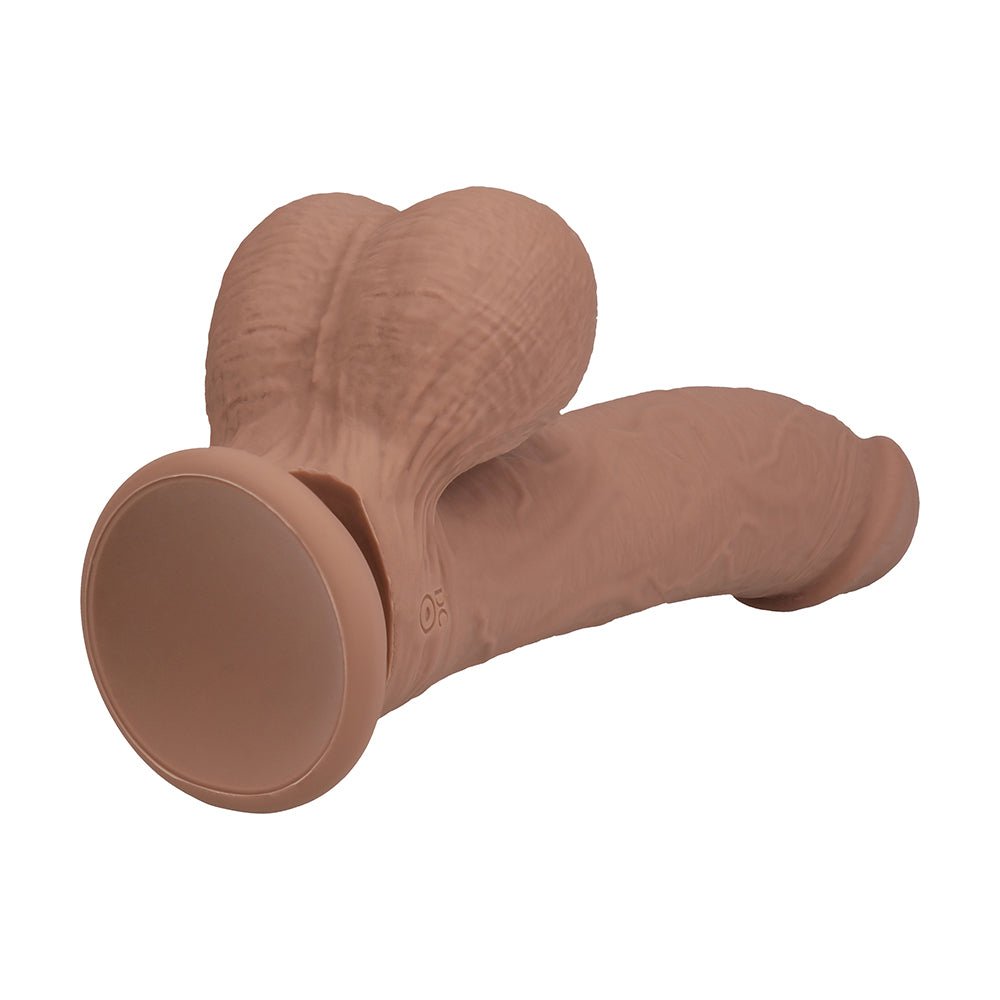 Realrock Realistic Dual Density Vibrating Silicone Dildo with Weighted Balls 6 in. Tan - Image 7