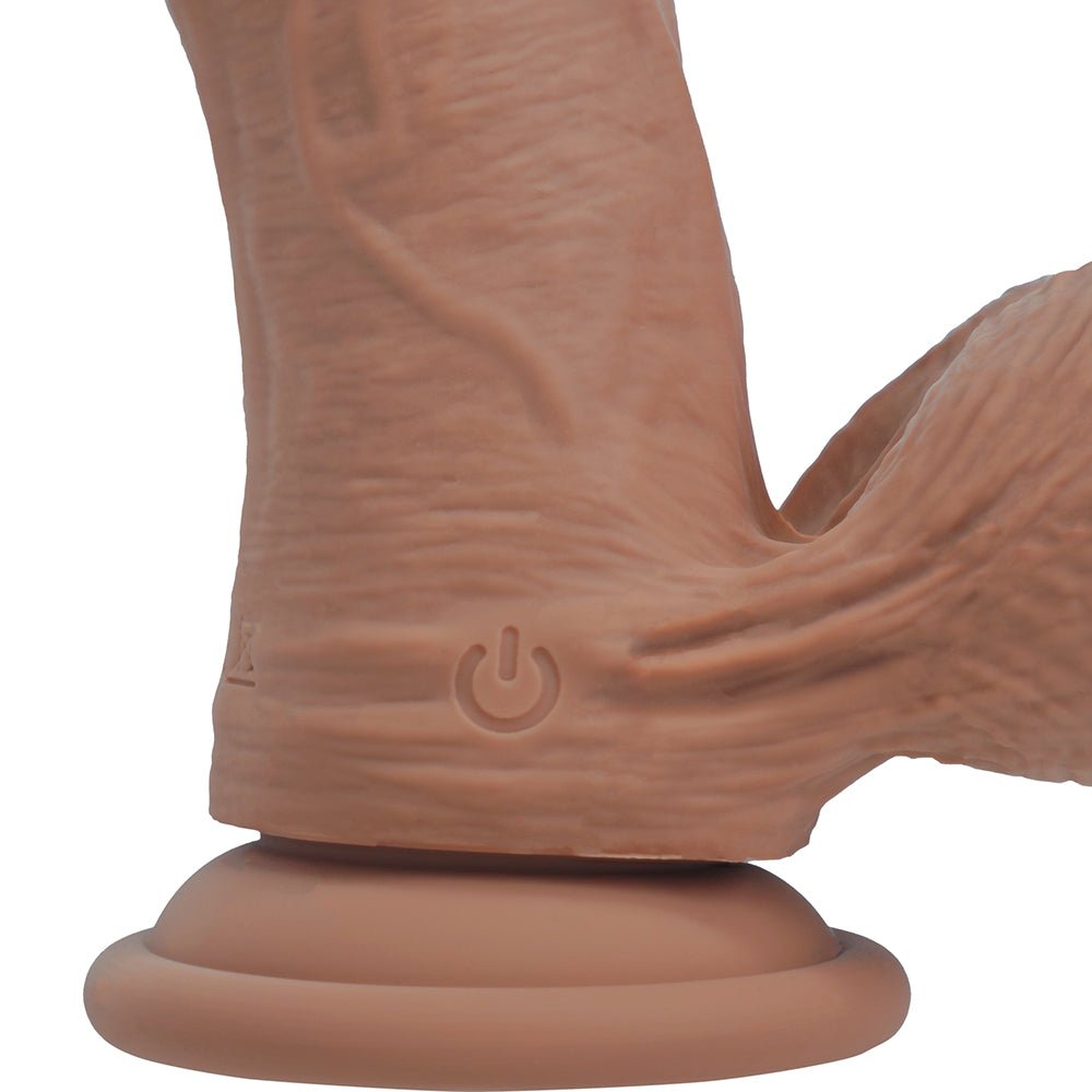 Realrock Realistic Dual Density Vibrating Silicone Dildo with Weighted Balls 6 in. Tan - Image 8