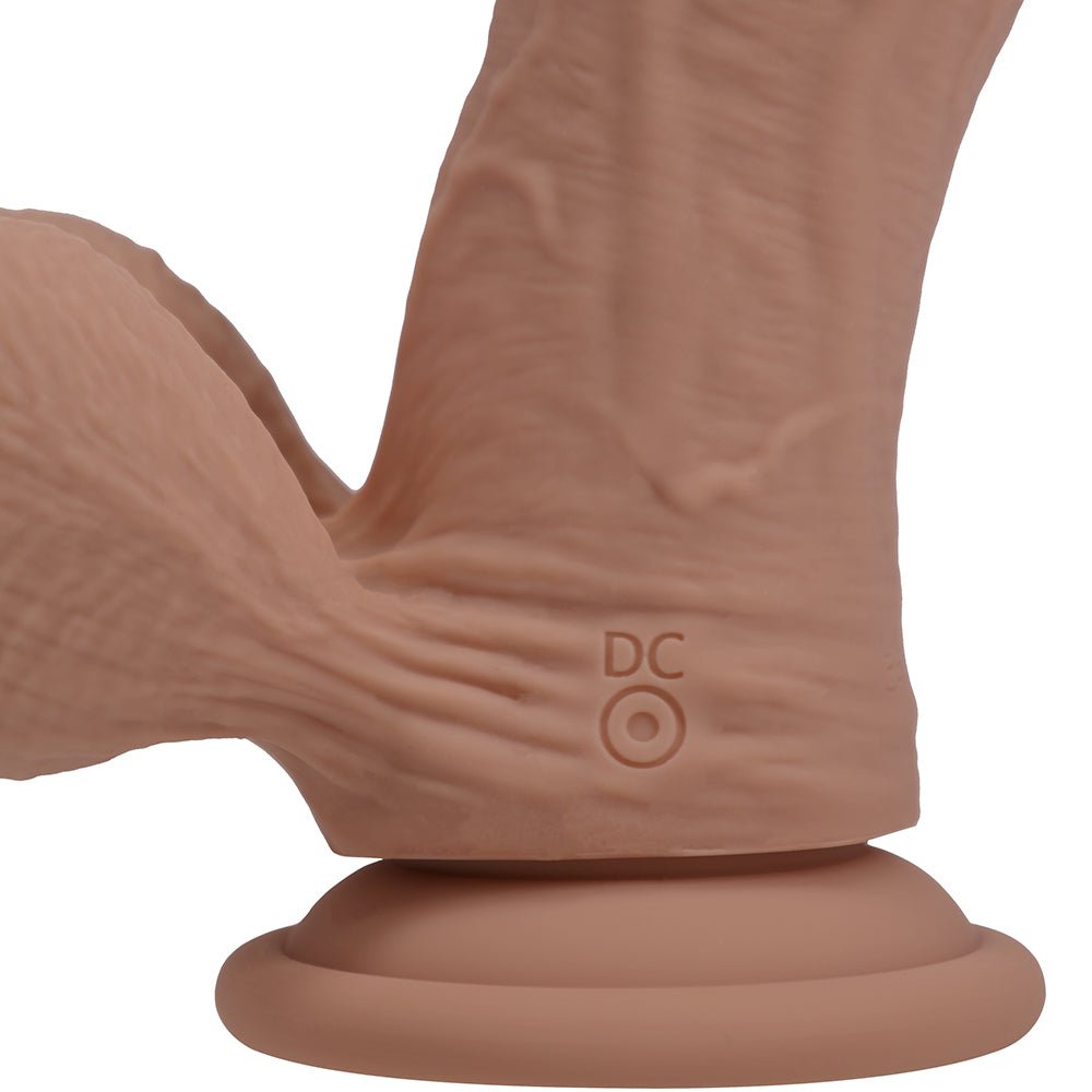 Realrock Realistic Dual Density Vibrating Silicone Dildo with Weighted Balls 6 in. Tan - Image 9