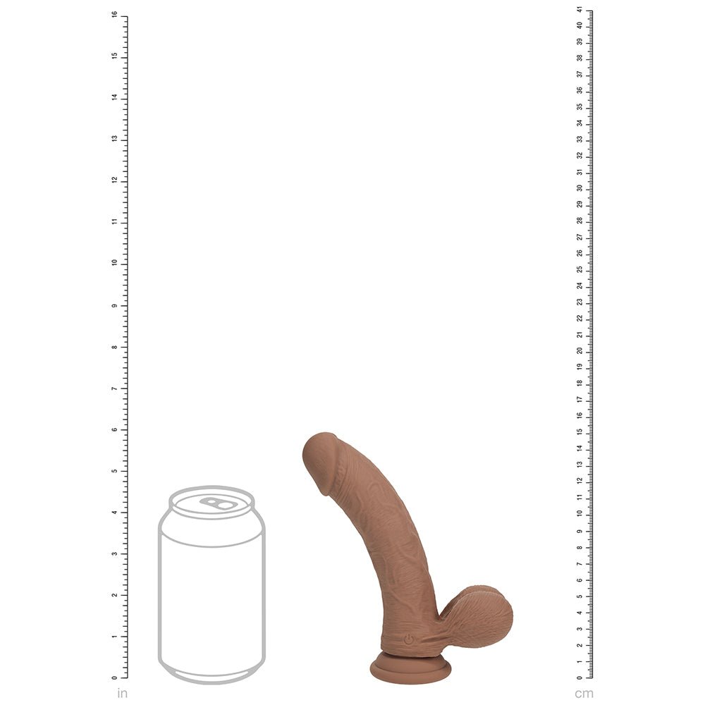 Realrock Realistic Dual Density Vibrating Silicone Dildo with Weighted Balls 6 in. Tan - Image 10