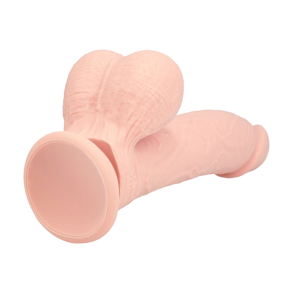 Realrock Realistic Dual Density Vibrating Silicone Dildo with Weighted Balls 7 in. Beige - Image 7