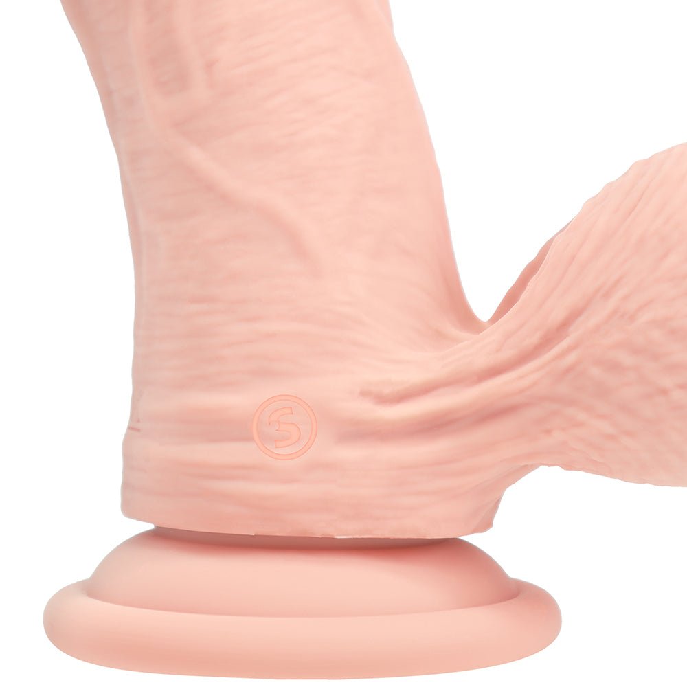 Realrock Realistic Dual Density Vibrating Silicone Dildo with Weighted Balls 7 in. Beige - Image 8