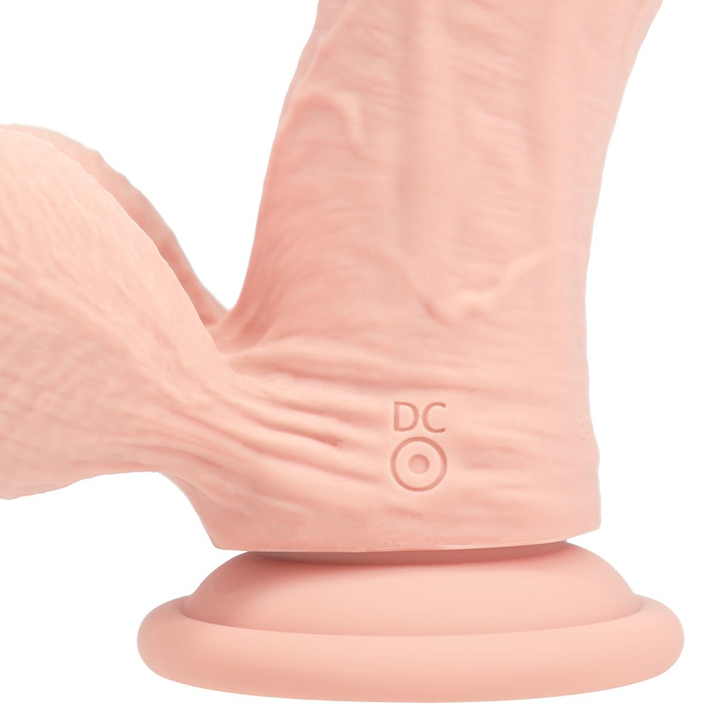 Realrock Realistic Dual Density Vibrating Silicone Dildo with Weighted Balls 7 in. Beige - Image 9