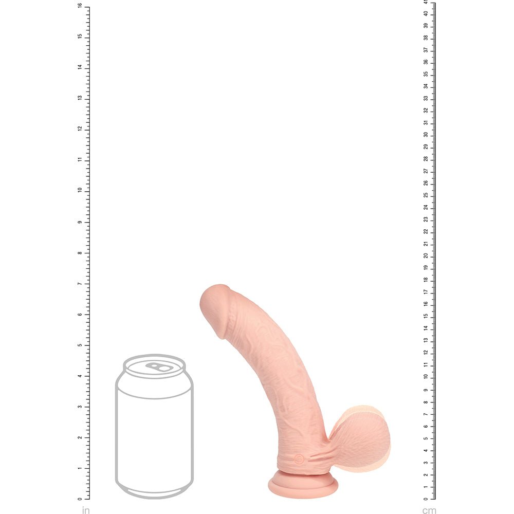 Realrock Realistic Dual Density Vibrating Silicone Dildo with Weighted Balls 7 in. Beige - Image 10