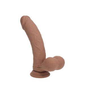 Realrock Realistic Dual Density Vibrating Silicone Dildo with Weighted Balls 7 in. Tan - Image 3