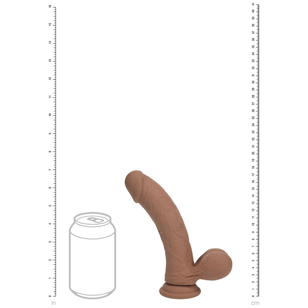 Realrock Realistic Dual Density Vibrating Silicone Dildo with Weighted Balls 7 in. Tan - Image 10