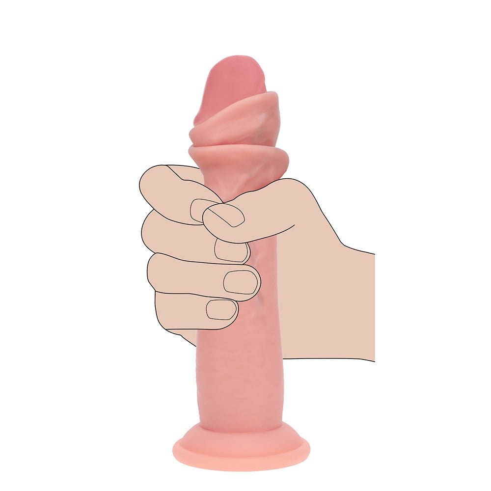 Realrock Sliding Skin Dual Density Silicone Dildo 6 in. Beige - Image 7