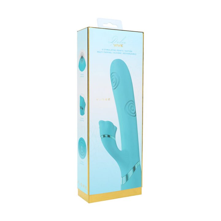VIVE Fiore Rechargeable G-Spot Air Wave and Tapping Flared Clit Stimulator Blue